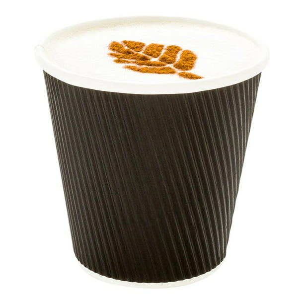50 x 8oz Black Triple Ripple Paper Wall Disposable Tea Coffee Hot Drinks Cups